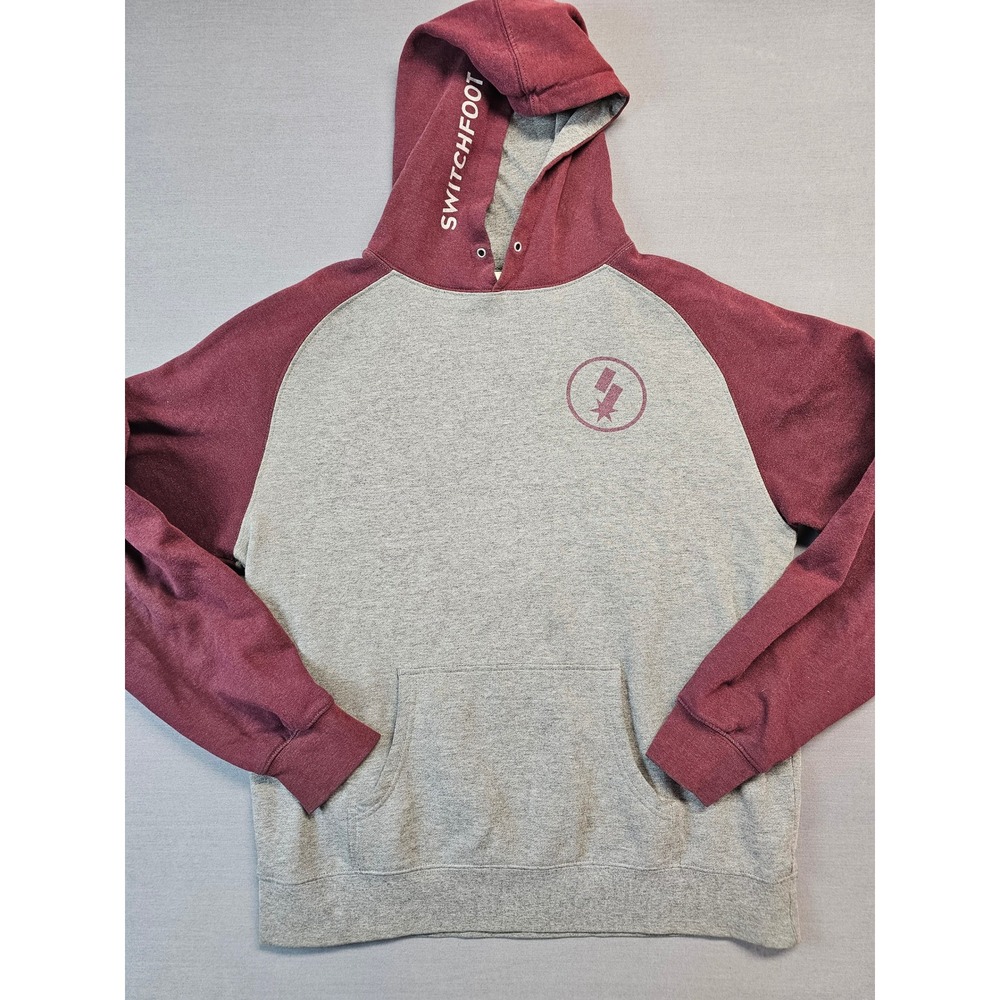 Switchfoot Band Y2K Raglan Hoodie Pullover Maroon Grey Graphic Sweatshirt